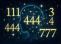 A silhouette surrounded by golden angel numbers arranged like a constellation, representing environmental pattern recognition in numerology.