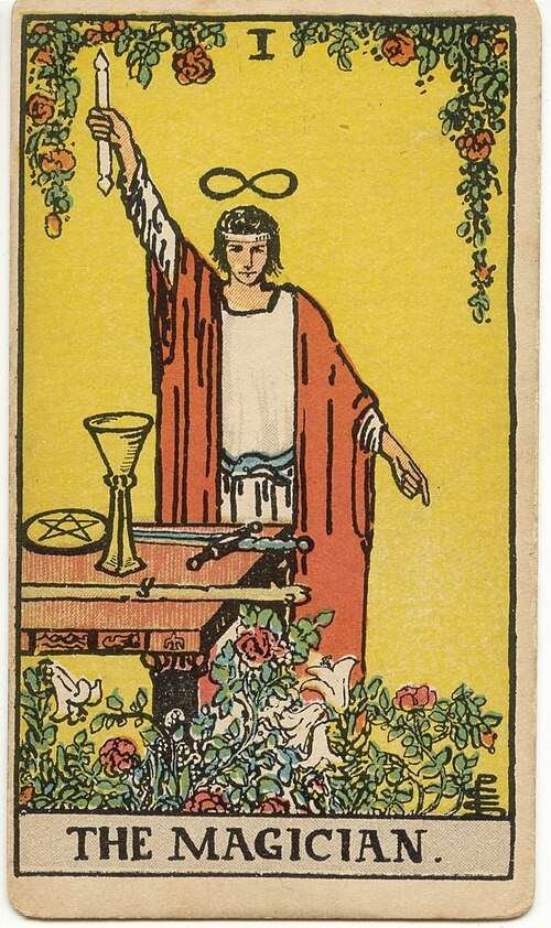 The Magician tarot card, Rider-Waite-Smith 1909