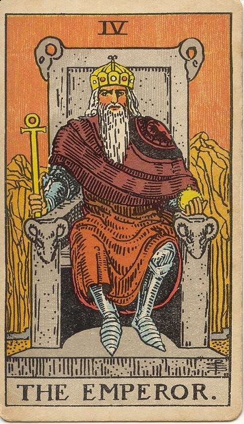 The Emperor tarot card, Rider-Waite-Smith 1909