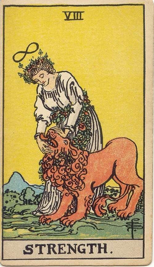 Strength tarot card, Rider-Waite-Smith 1909
