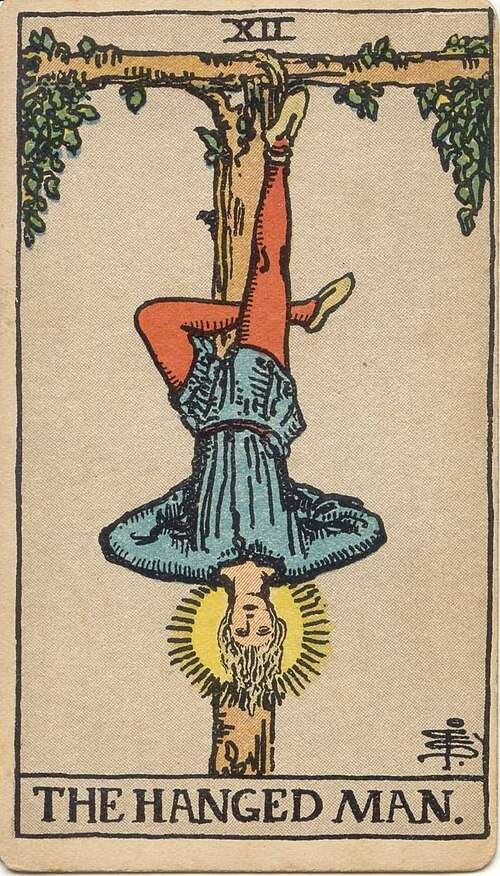 The Hanged Man tarot card, Rider-Waite-Smith 1909